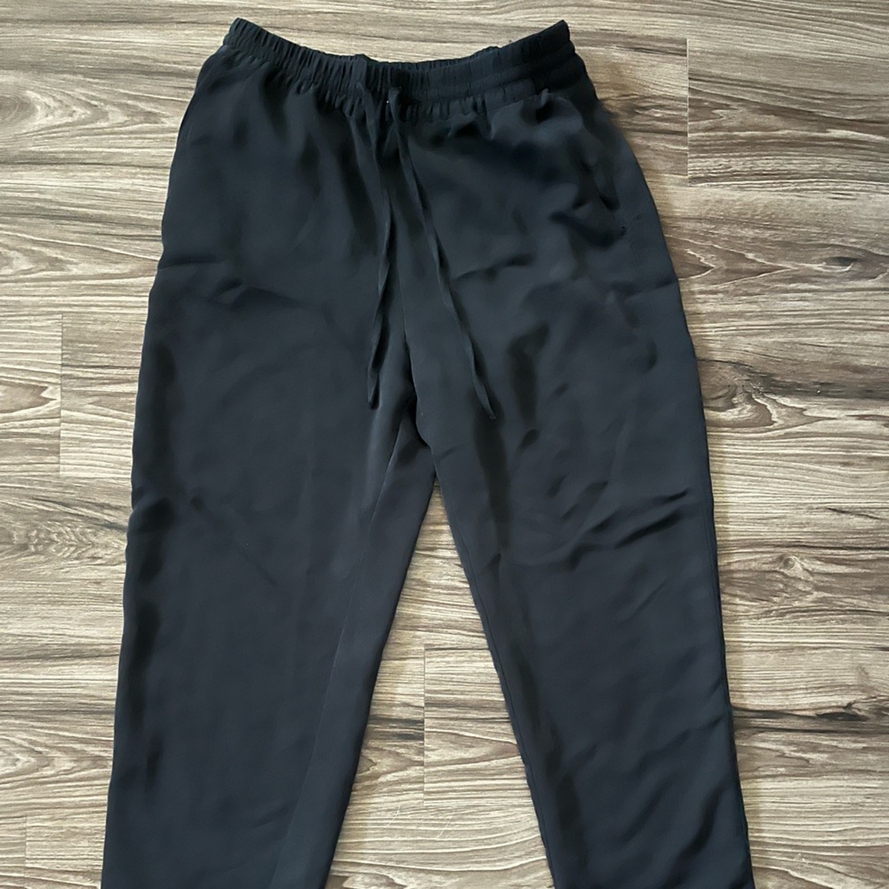 H&M Black Wide-Leg Satin Trousers